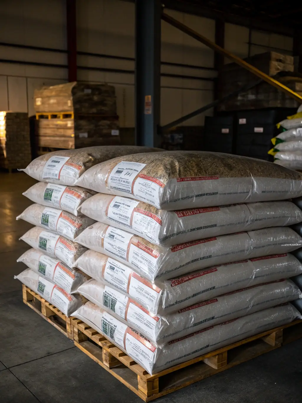 A professional photograph of packaged dog food ready for shipment, highlighting Hdlr Logistics' expertise in handling pet food exports.